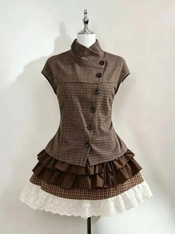 Gothic Retro Sweet Bud Mini Dress Women Harajuku Y2k Strap Dress Y2K Aesthetic Club Party Fashion Outfits