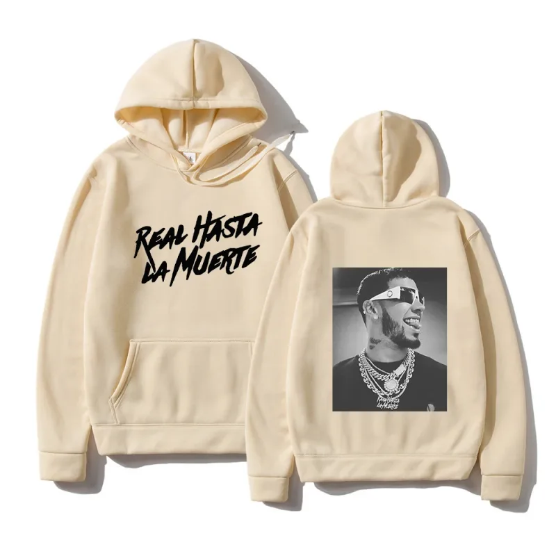 Anuel AA Gedruckt Hoodies Sweatshirt Mantel Real Hasta La Muerte lässige Trainingsanzug Kostüm Männer Frauen Kleidung Anime Pullover Hoodie