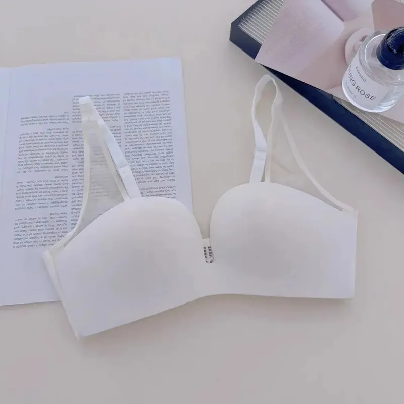 Sexy Seamless Front Button Beauty Back Push Up Lingerie Small Breast Gethering No Steel Ring Soft Comfortable Bra