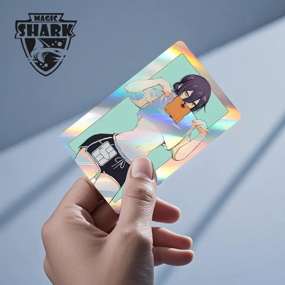 Magic Shark Reze Pretty Girl Holographic Shinny Laser Skin Credit Debit Bank Film Skin Cover Sticker