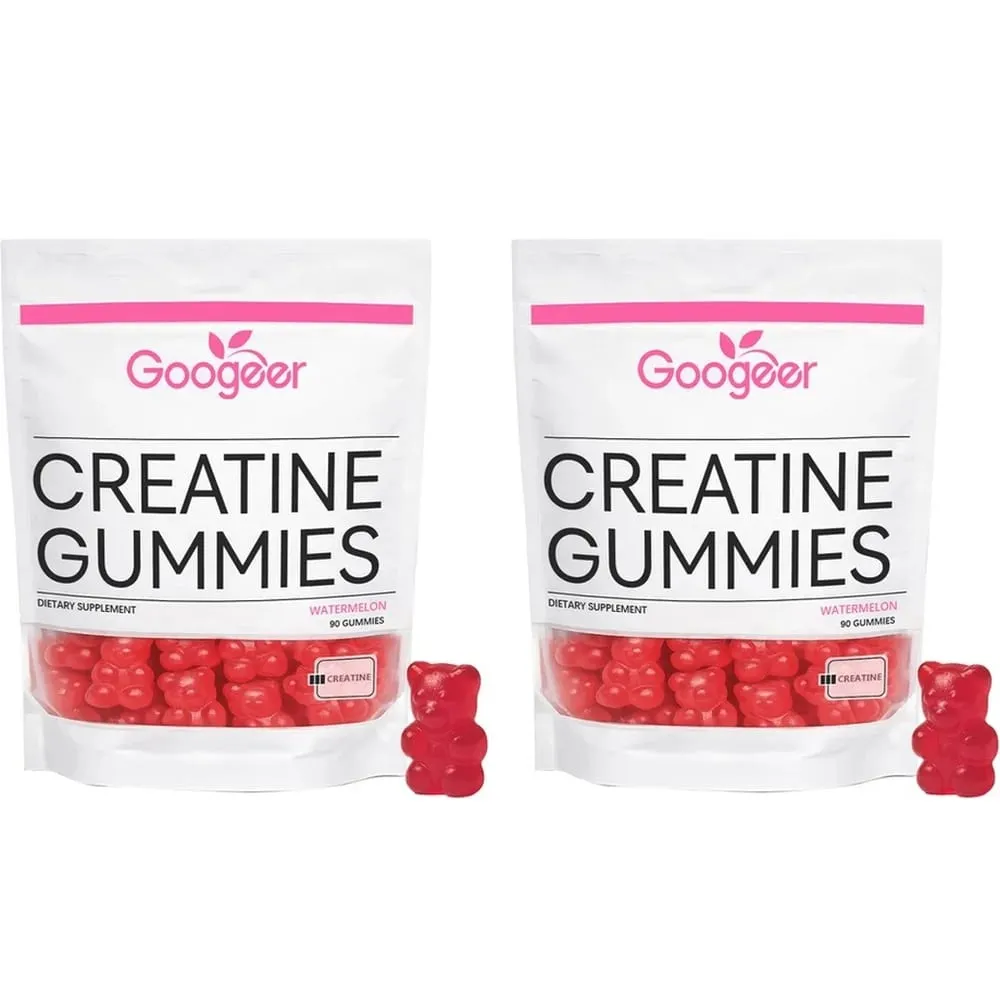Googeer Creatine Gummies with L-Tyrosine L-Theanine & Huperzine A for Muscle Growth Strength Energy & Endurance Support 90 CT