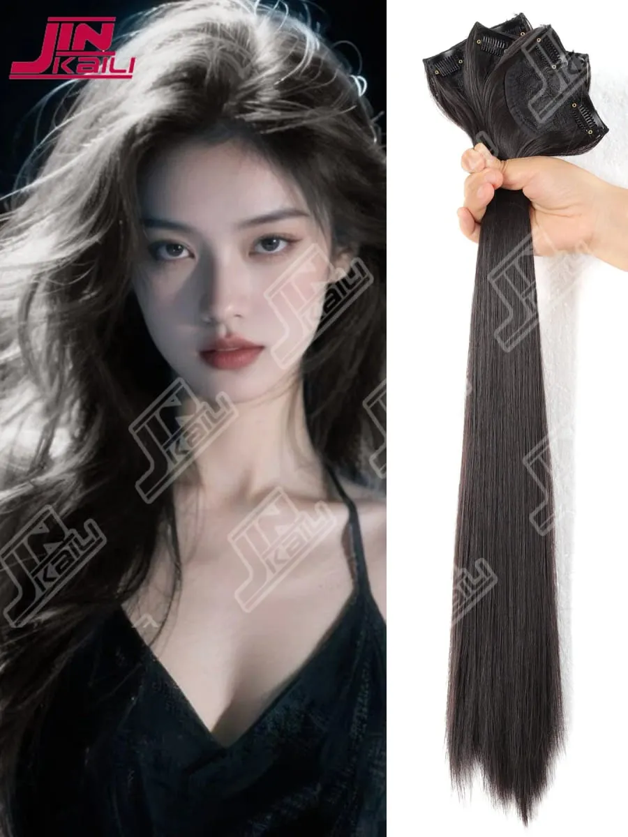 JKL Long Hair Extension Pieces Makatotohanang Volume Boost Invisible Traceless Three Piece Set Asian Synthetic Hair Extension