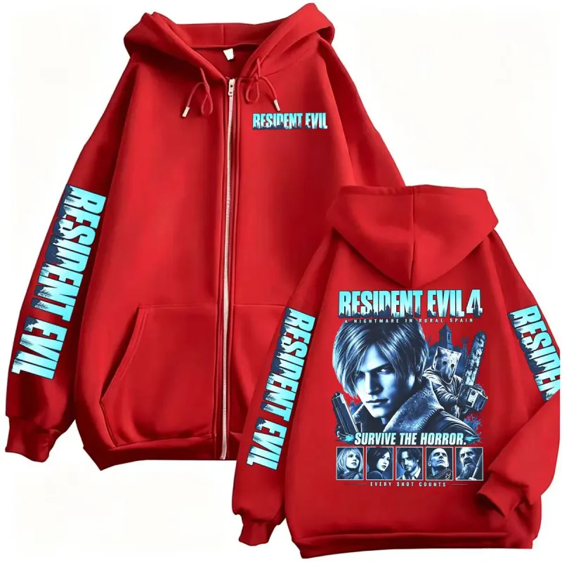 Resident Evil Requiem Zip Up Hoodies Leon Kennedy Horror Game Zipper Hoodie Hombre Mujer Harajuku Classic Jacket Sudadera Abrigos