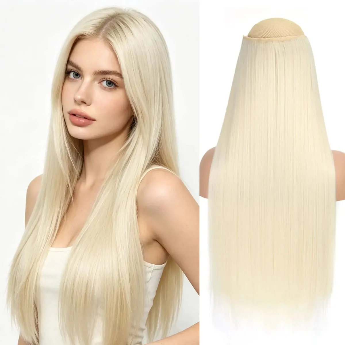 Synthetic 5 Clips in one piece hair extensions 22inch long straight clip in hair for women girls daily party holiday