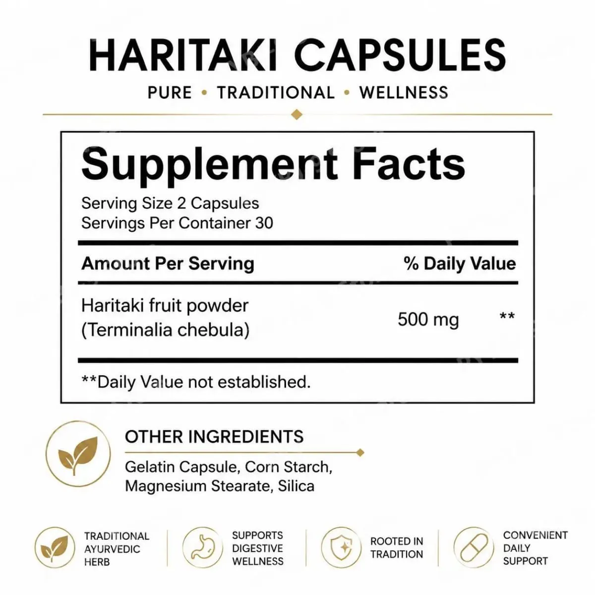 Haritaki Third Eye Capsules for Digestive Balance & Regular Gut Support with Antioxidant Protection 60 Organic Veggie Capsules