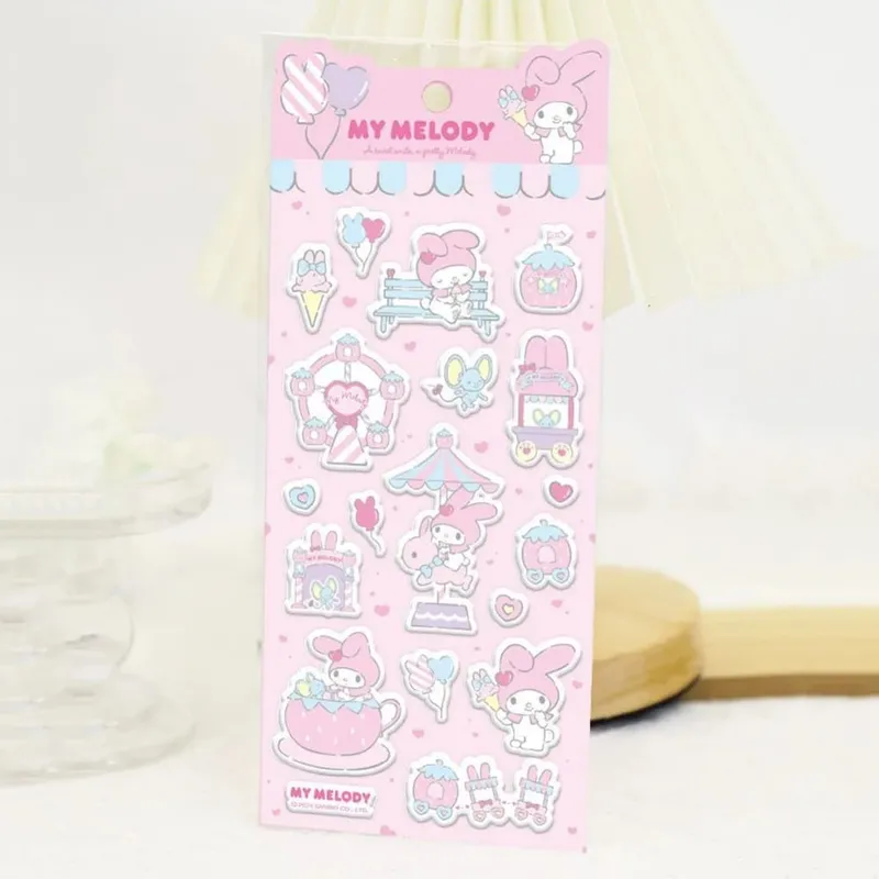 Genuine Sanrio 3D Foam Stickers Cartoon Hello Kitty Kuromi Melody Toy Decal For Scrapbook Water Mug Phones Planners Decor Decals