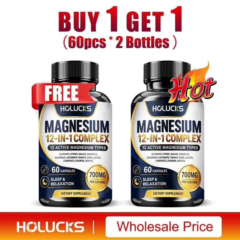 Magnesium 12-IN-1 Complex Capsules - Bone & Heart Health Supplement Sleep Support Muscle Relaxation Stress & Anxiety Relief