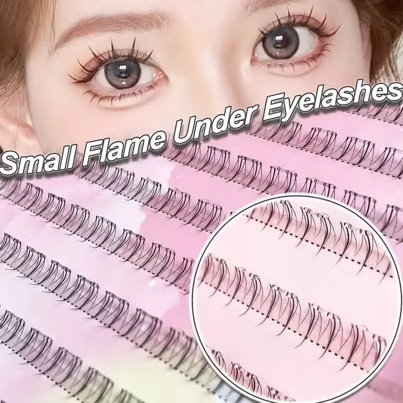 120pcs Self-Adhesive Small Flame Lower Eyelashes & 80pcs Glue-Free Fairy Lower Lashes 5mm Length Each for Eye Makeup