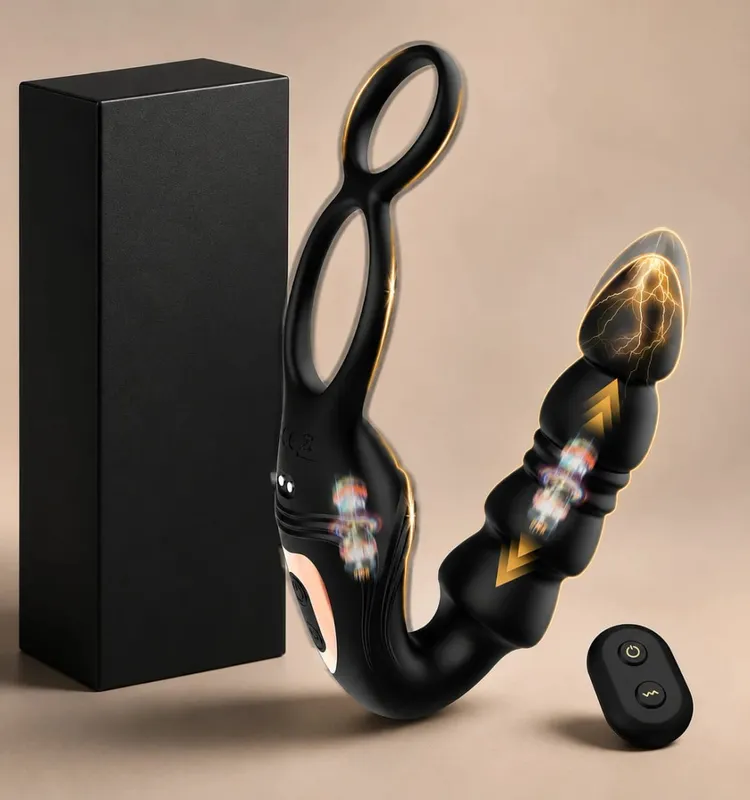 Thrusting Prostate Massager Anal Plug Male Vibrator Hands-Free Silicone Remote Control Vibrating Penis Ring Sex Toys for Men