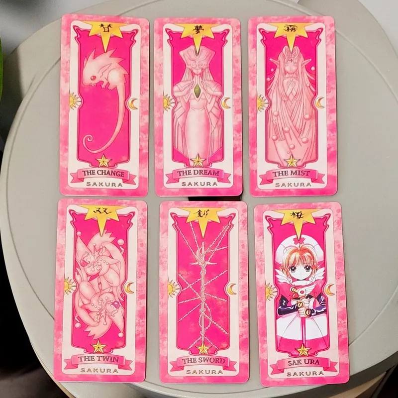 11x5.5cm Cardcaptor Sakura Tarot Deck - Complete 56 Card Set | Pink Sakura Edition for Fans & Cosplay