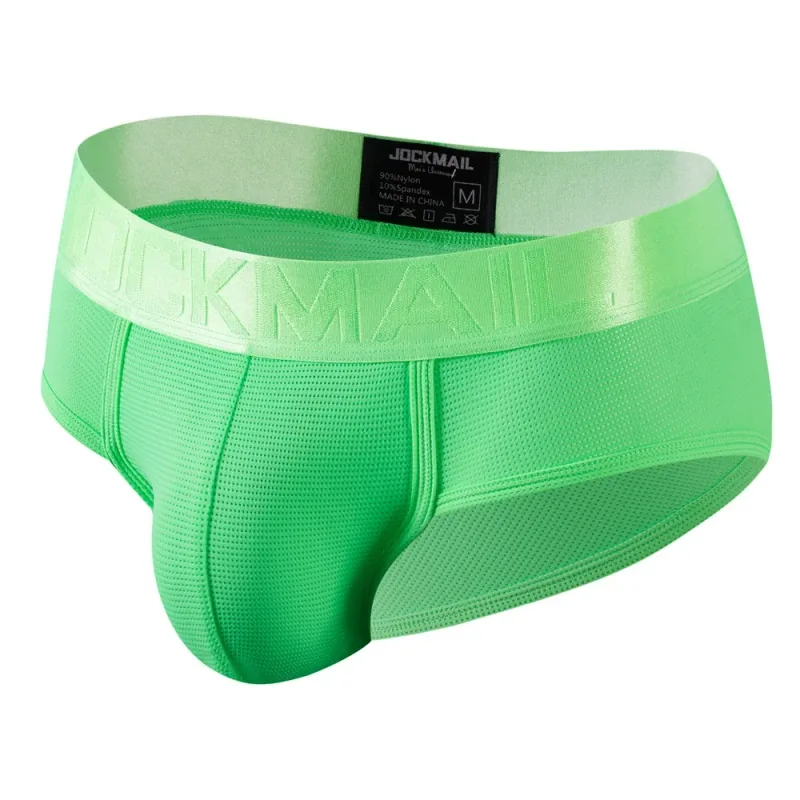 Jockmail Mens Underwear Briefs Mesh Breathable Sports Fitness Shorts Solid Color Sexy Low-rise Lingeries for Extreme Panties
