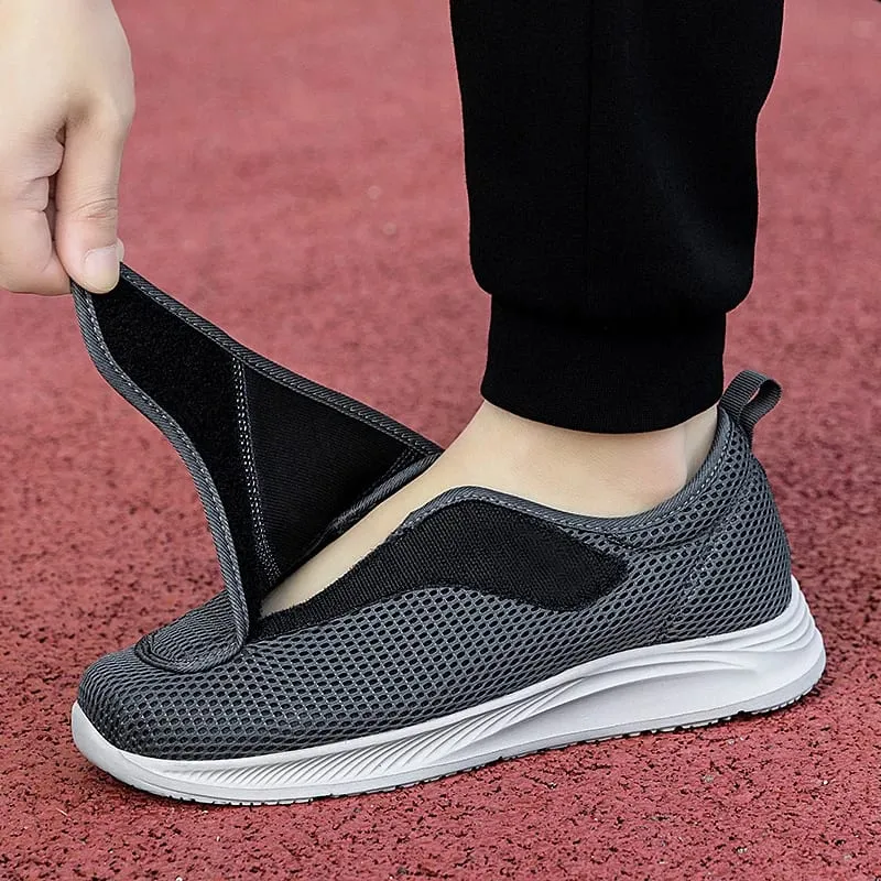 Sapatos abertos ajustáveis ​​para homens, leve, confortável, sapatos de caminhada para diabéticos, tênis para pés idosos inchados, largura normal