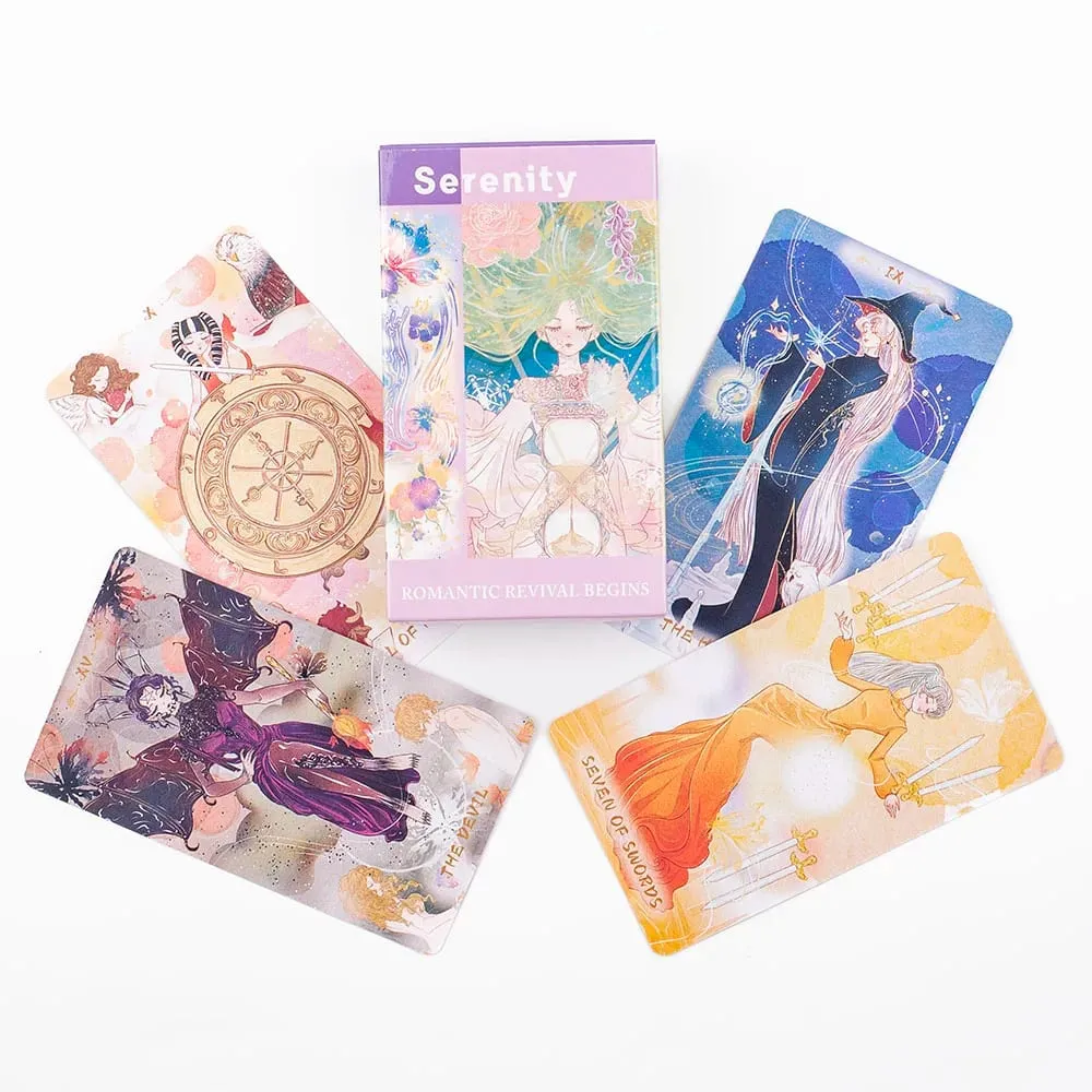 Serenity ROMANTIC REVIVAL BEGINS 80Pcs Fate Divination Tarot Cards FortuneTelling Card Games Party Board Game 10.3*6CM