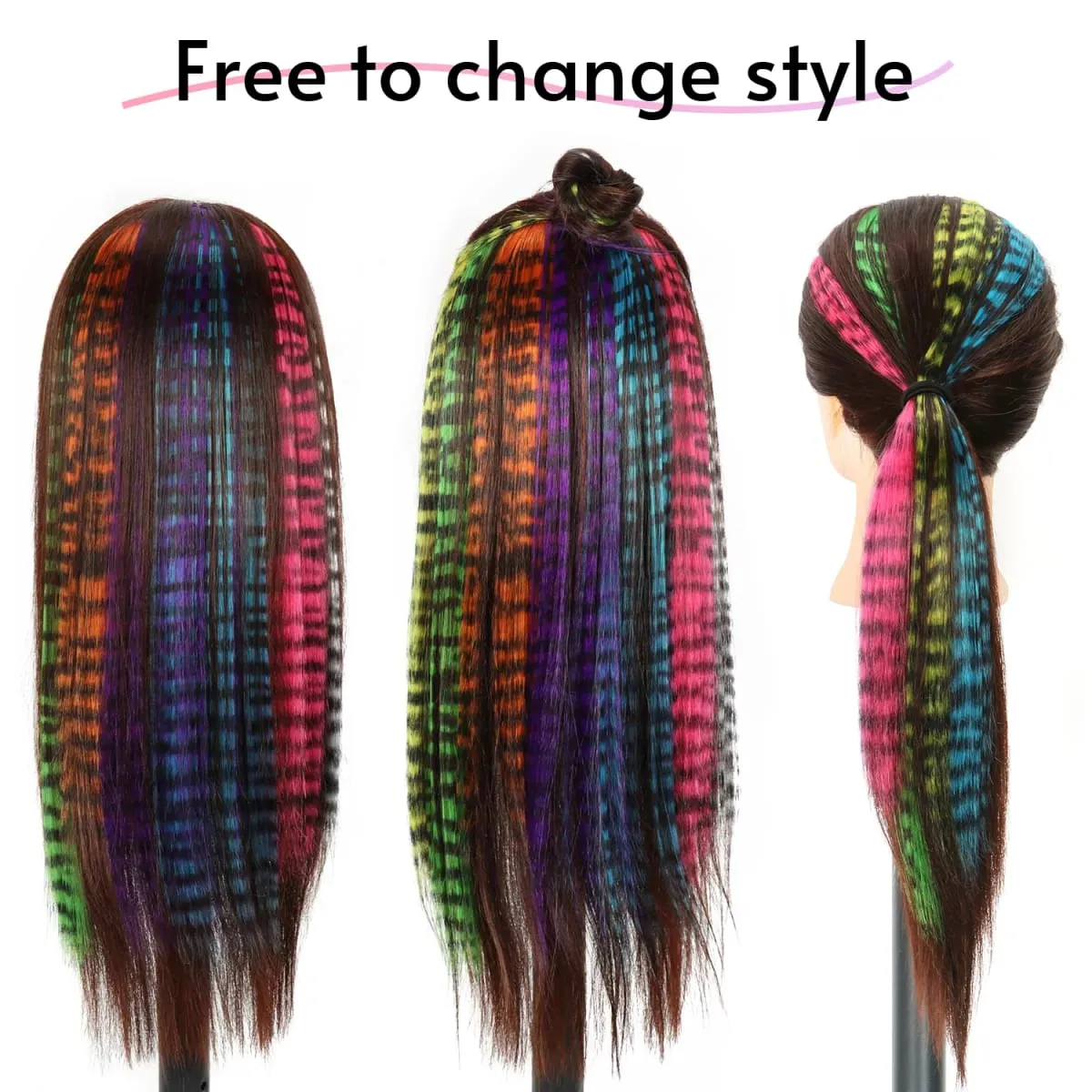 Synthetic Clip in Feather Hair Extensions 18inch 22inch Colorful Clip in Hair Halloween Christmas Party Use for Women Girls