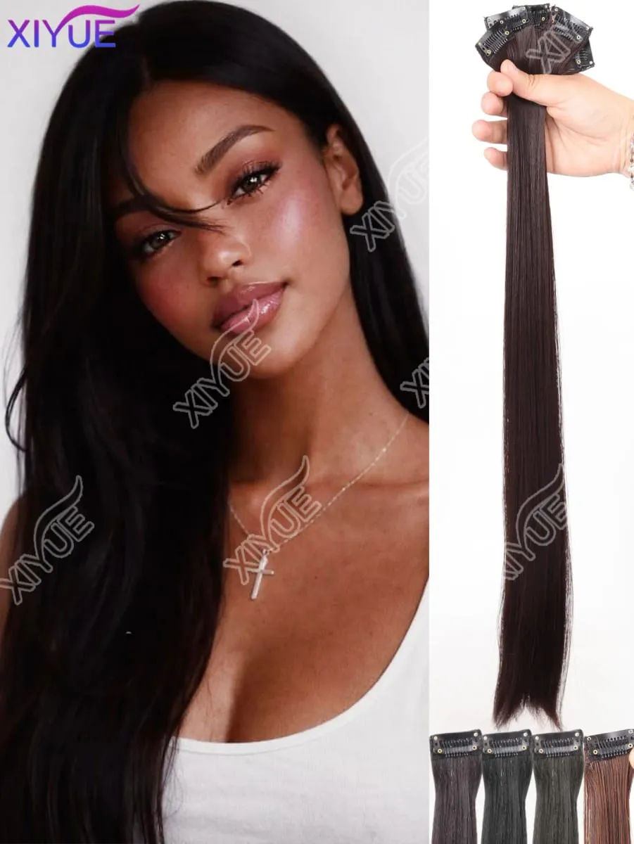24 inch synthetic hair extension Wig patch invisible seamless for women 5-piece set straight to increase hair volume