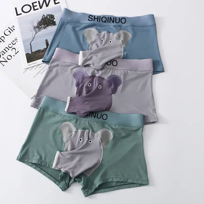 Boxershorts Elephant Nose Men Sexy Underwear Open Sheath Pouch Mens Boxers Shorts Smooth Male Lingerie Bottoms Boyfriend Gifts