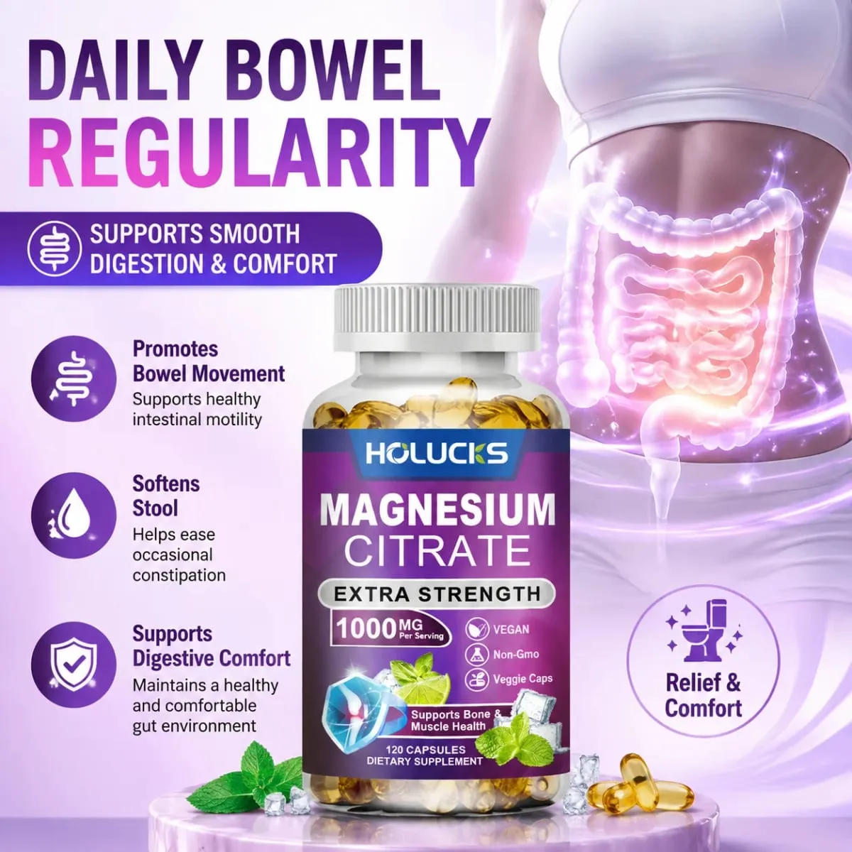 Yimiduk Premium Magnesium Citrate Supplement for Healthy Blood Pressure Bone Density & Overall Wellness Nervous System Vegan