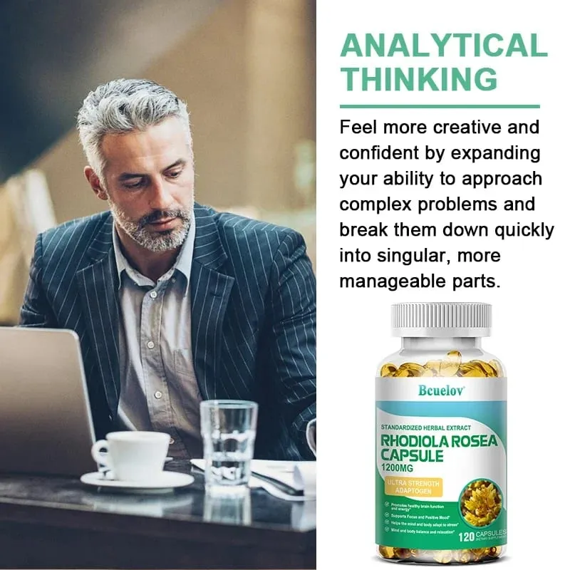 Rhodiola Rosea - Herbal Energy Supplements for Supporting Stress Relief Energy and Exercise Endurance - Vegan Gluten Free