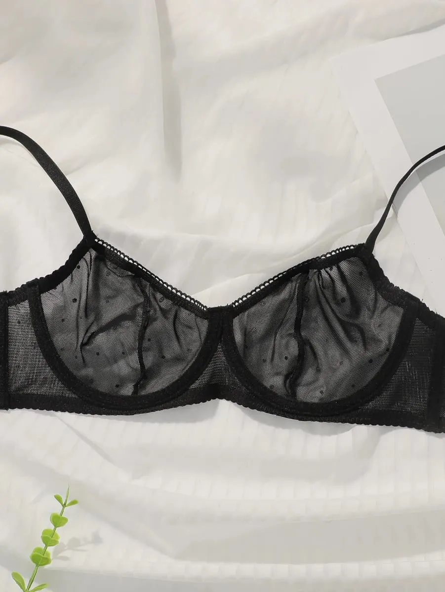 Sexy Black Lace Sequin Bra and Panty Set Women's Push Up Underwire Non Padding Lingerie Set for Valentine's Day S-XL