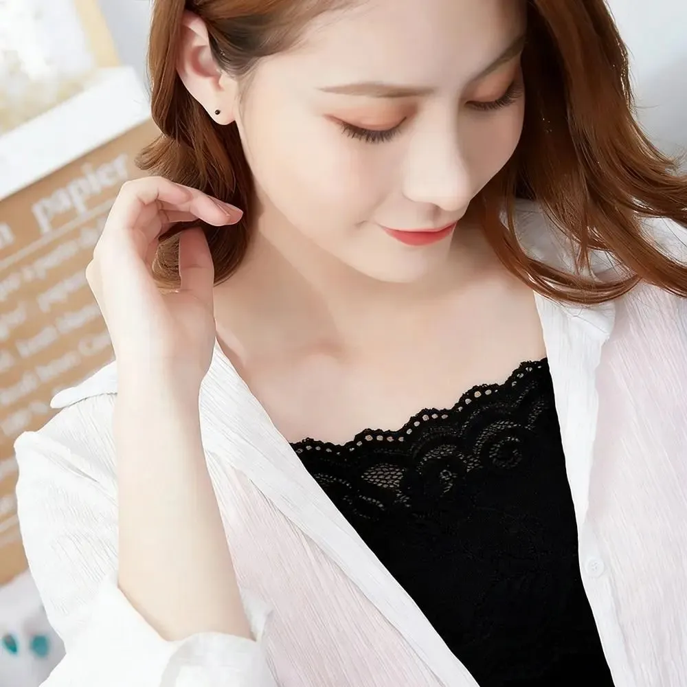 Casual U Neck Summer Tank Tops Sleeveless Slim Fitted Tops With Lace Camisoles Cami Top Shirt for Women With Lace — image 7