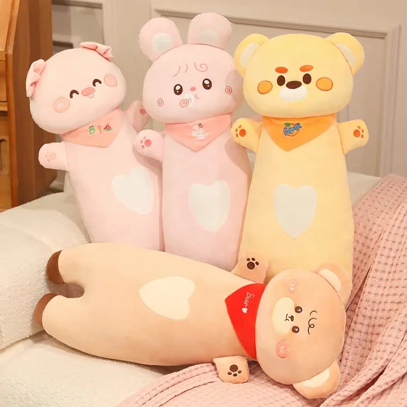 Aninimal Plush Pillow 60/80cm Rabbit Pig Bear Stuffed Cushion Kawaii Home Decor Toys Accompany Sleep Toy Birthday Surprise Gift