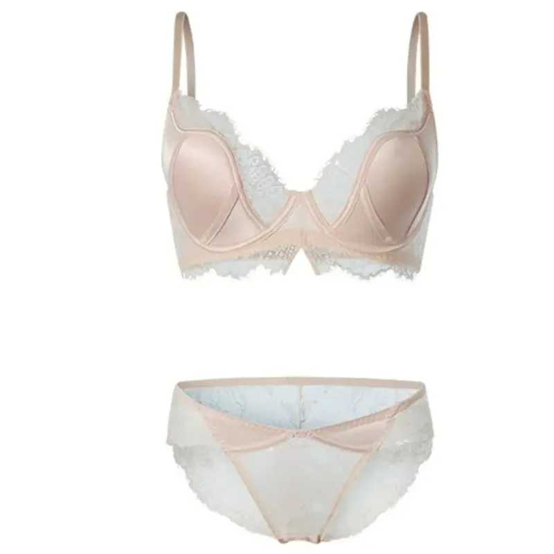 Satin Lace Push Up Bra Women Sexy Thin Breathable Minimizer Full Coverage Anti Sagging Wireless Lift Lingerie 32-38AB