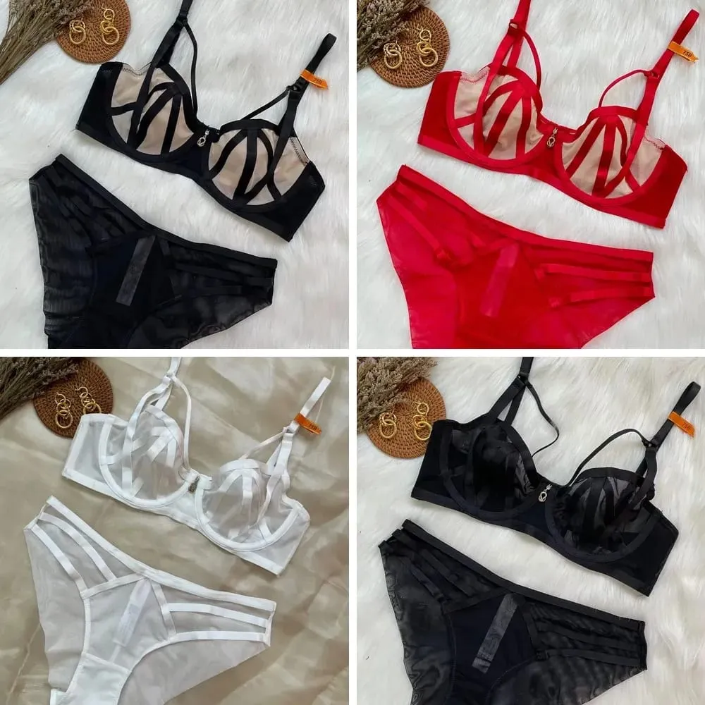 Sexy Lace Lingerie Set for Women Push Up Bra & Panty Set Sheer Mesh Underwear for Special Occasions