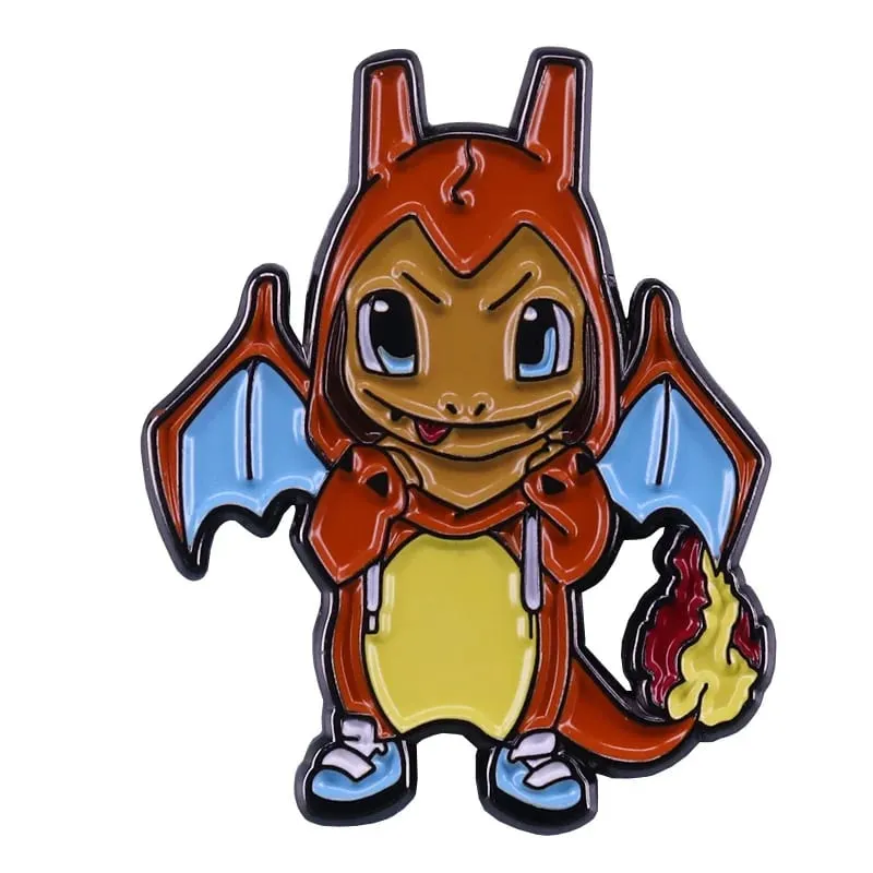 أنيمي بوكيمون تشارماندر المينا دبابيس جمع Kawaii ديناصور المعادن الكرتون بروش ظهره قبعة حقيبة طوق التلبيب شارات
