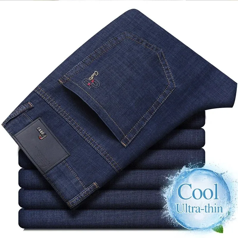New Men's Summer Ultra-Thin Jeans Fashion Business Comfortable Soft Casual Denim Pants Lightweight Elastic Straight Leg Trousers — image 10