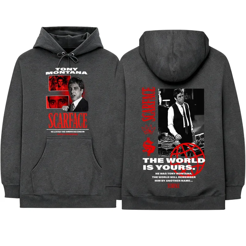 Movie Scarface The World Is Yours Tony Montana Al Pacino Hoodies Men's Women Clothing Fashion Oversized Long Sleeve Sweatshirts