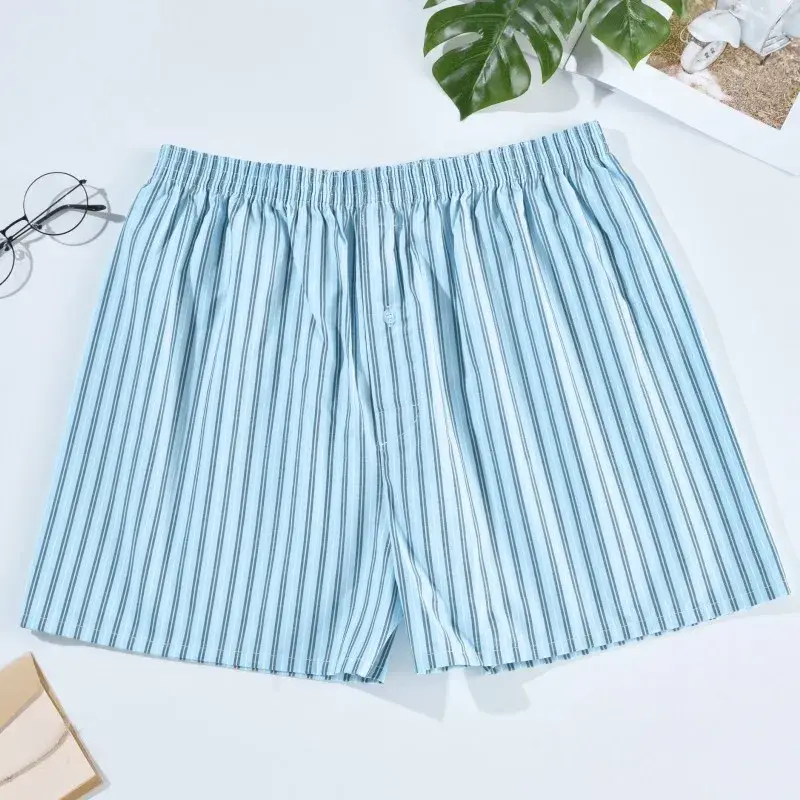 Panlalaking Boxer Shorts Kaswal na Cotton Sleep Underpants Panlalaking Kasuotang panloob Arrow Panties Striped Plaid Maluwag Kumportableng Homewear XL-4XL
