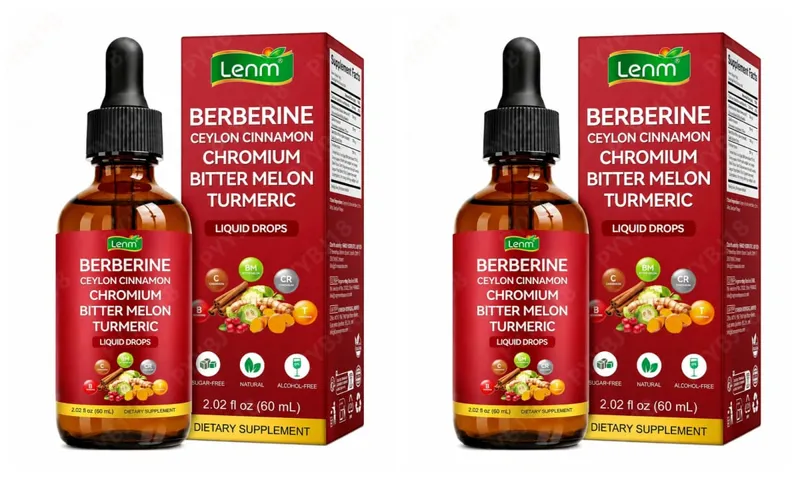 Berberine Liquid Drops Chromium & Ceylon Cinnamon Supports Vitality Metabolic Wellness Digestive Health Sugar-Free Non-GMO 60ml