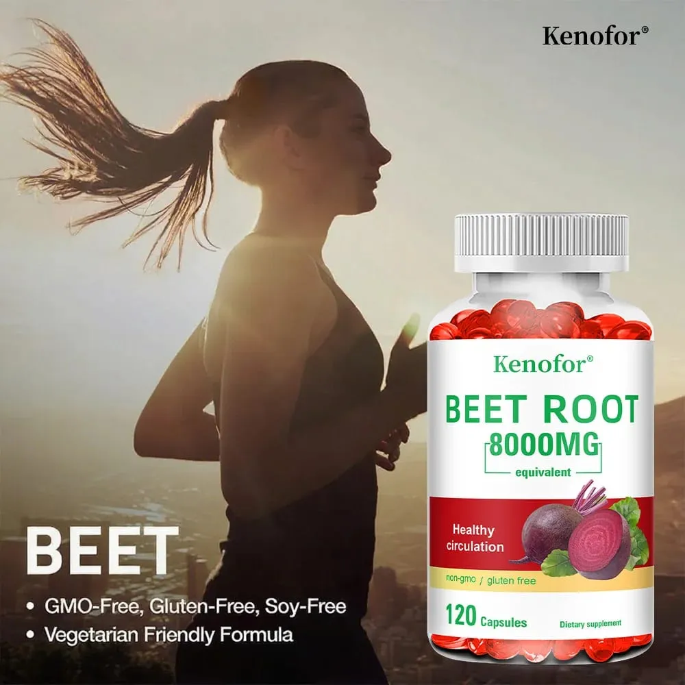 Beetroot Powder Extract Capsules - With Black Pepper for Nitric Oxide Heart & Blood Pressure Health Energy & Endurance Support
