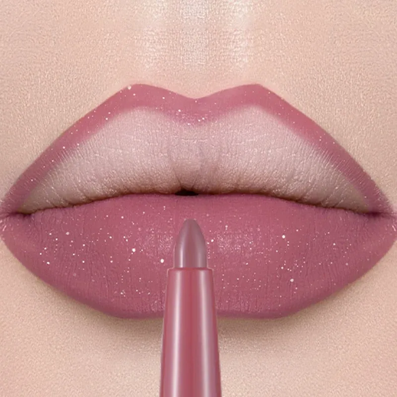 Matte Lip Liner Lipstick Pen Rotating Not Easy To Fade Rose Gold Lipliner Pencil Waterproof Non-Stick Cup Brown Lipliner Makeup