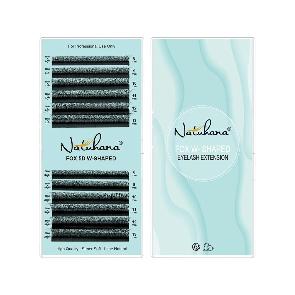 FOX 3D~5D W-Shaped Eyelash Extension Cat Eye Long Tail Premium Natural Lightweight Volume Fox Eye Lashes Makeup Tool