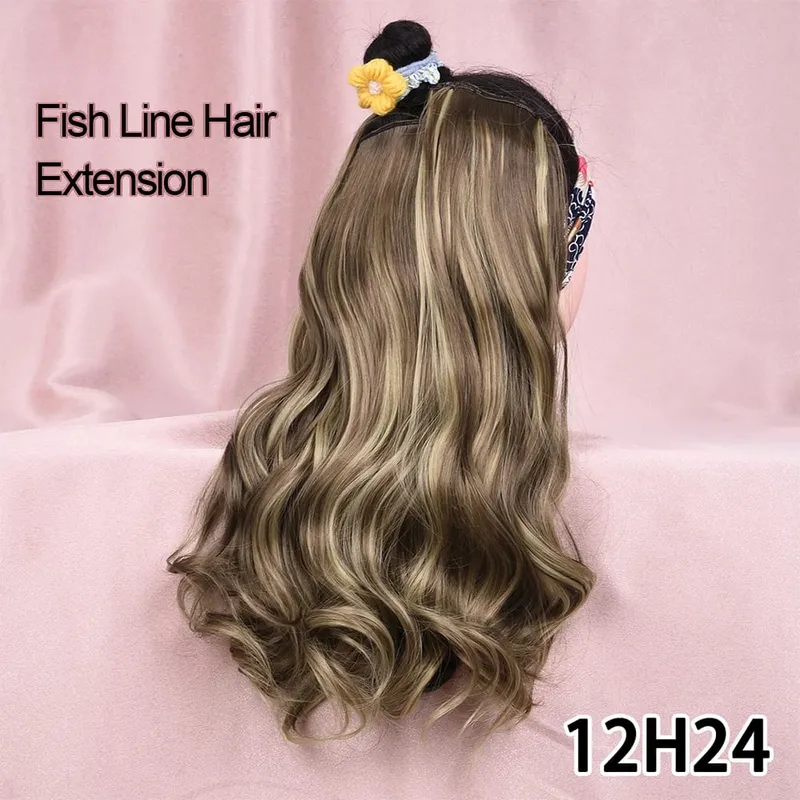 Silike 180g Fish Line Synthetic Wavy Clips in One Piece Hair Extensions 24 inch 17 Colors Heat Resistant Hair Extension