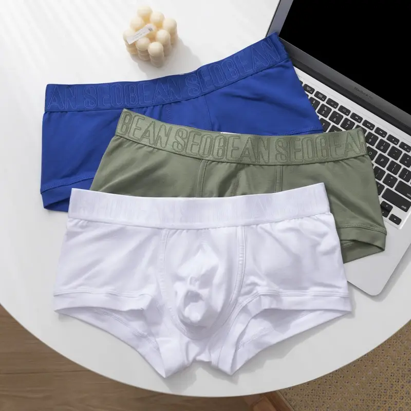 Heren boxershorts van ademend katoen, U-bolle buidel, lage taille, zacht stretchondergoed voor dagelijks casual en intiem gebruik