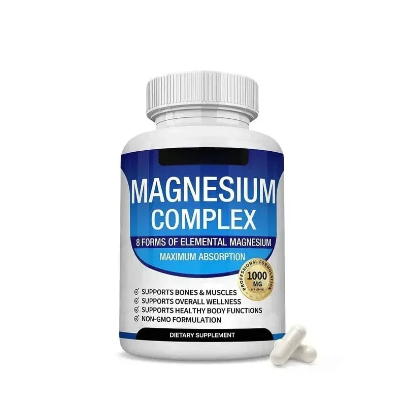 Magnesium Complex Capsules 8 Forms 1000mg Oxide Glycinate Malate For Sleep Bone Muscle & Wellness Support Adult 90 Count