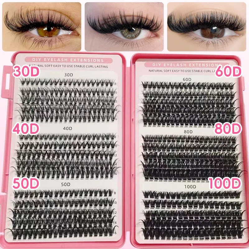 DIY Manga Spiky Cluster Lash Extensions Natural Mega Volume Individual Pre-Cut Segmented Lashes for At-Home Eye Makeup