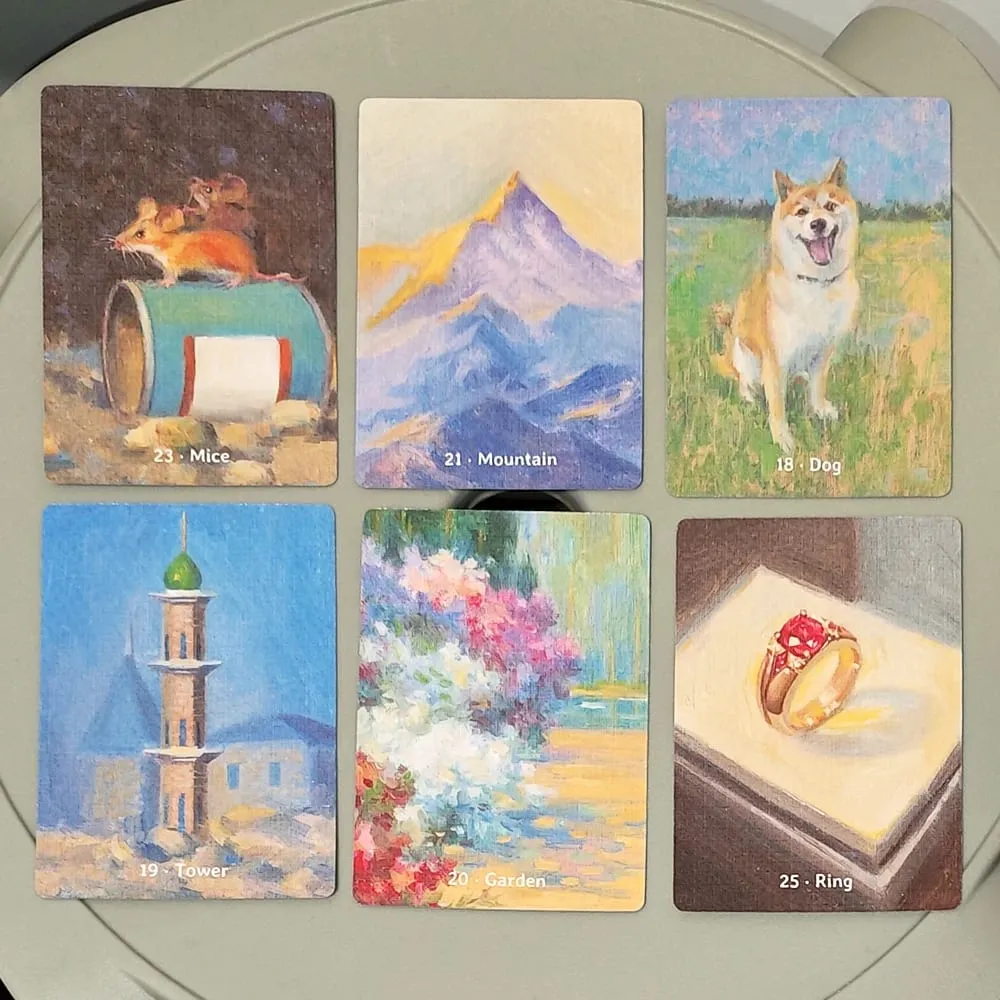 Time Lenormand Oracle Deck 38 Oil Painting Style Cards with Extra Man/Woman Cards Printed on Double-embossed Cardstock 9x6cm