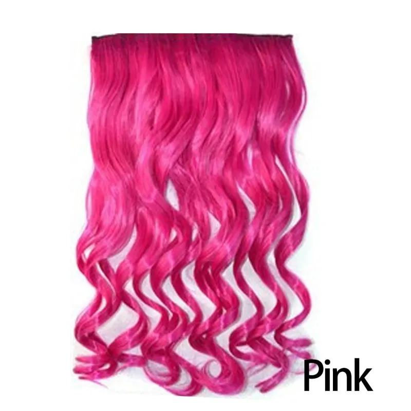 Longo reto encaracolado uma peça 5 clipes clip-in extensões 22 Polegada penteados resistentes ao calor cor mistura loira pedaço de cabelo para mulher