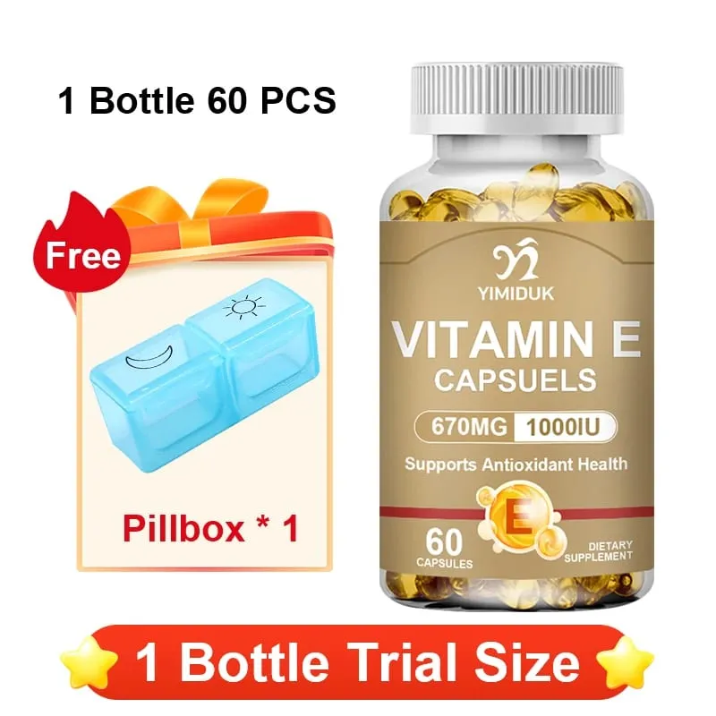 Vitamin E Supplements with Tocopherols & Safflower Oil Support Elasticity Shrink Pores Combat Aging & Antioxidant Immune — image 8