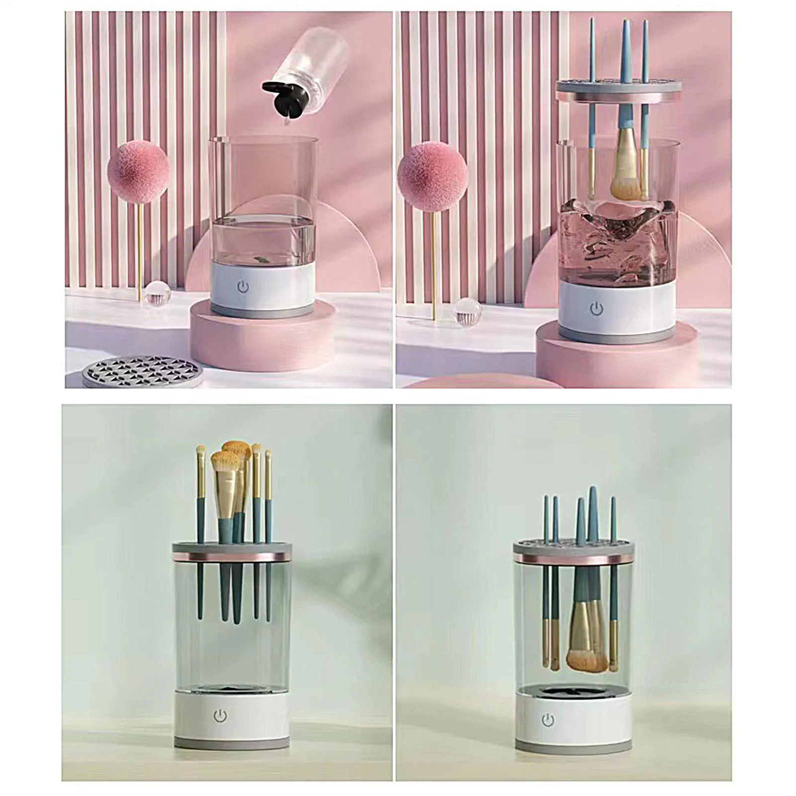 Pembersih Kuas Rias USB Alat Kecantikan Pembersih Dalam Alat Pembersih Kuas Rias Tenang untuk Kontur Eyeshadow Salon Rumah Setiap Hari