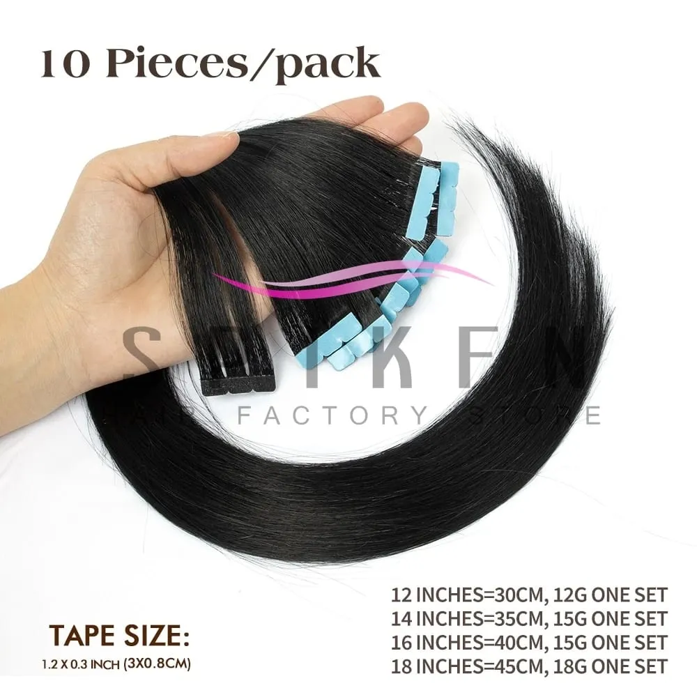 Mini Tape In Human Hair Extensions 12"-20" Machine Remy Skin Weft Adhesive Tape Hair Natural Black Tape Hair 10pcs/pack