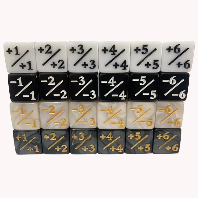 10Pcs 16mm 6 Side Dice Counters +1/-1 Dice Kids Toy Counting Dices For Magic The Gathering Token Loyalty Card Game Accessories