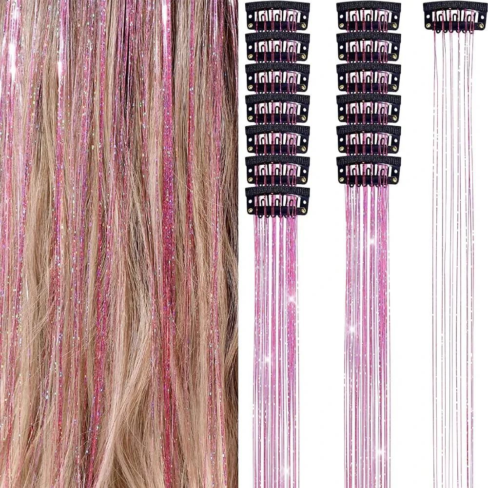 1/6Pcs Colorful Long Straight Hair Pieces Synthetic Clip-in Hair Extensions Synthetic High Temperature Fiber Wig for Daily Use