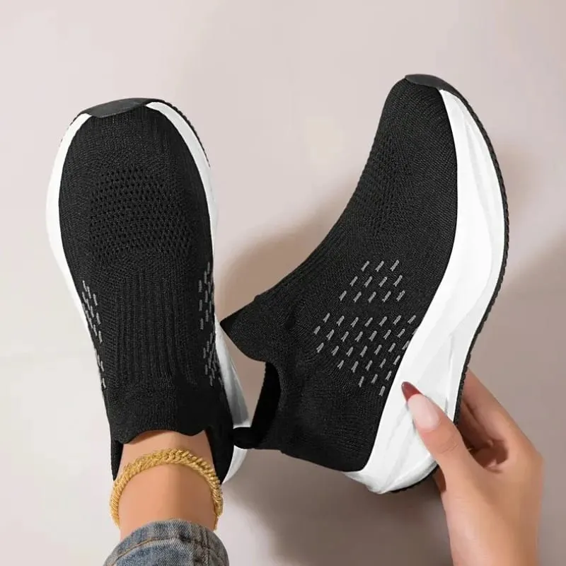Unisex Slip on Sock Running Shoes Breathable Knit Mesh Sneakers Lightweight CushionThick SoleNonSlipWalking GymAthletic Footwear