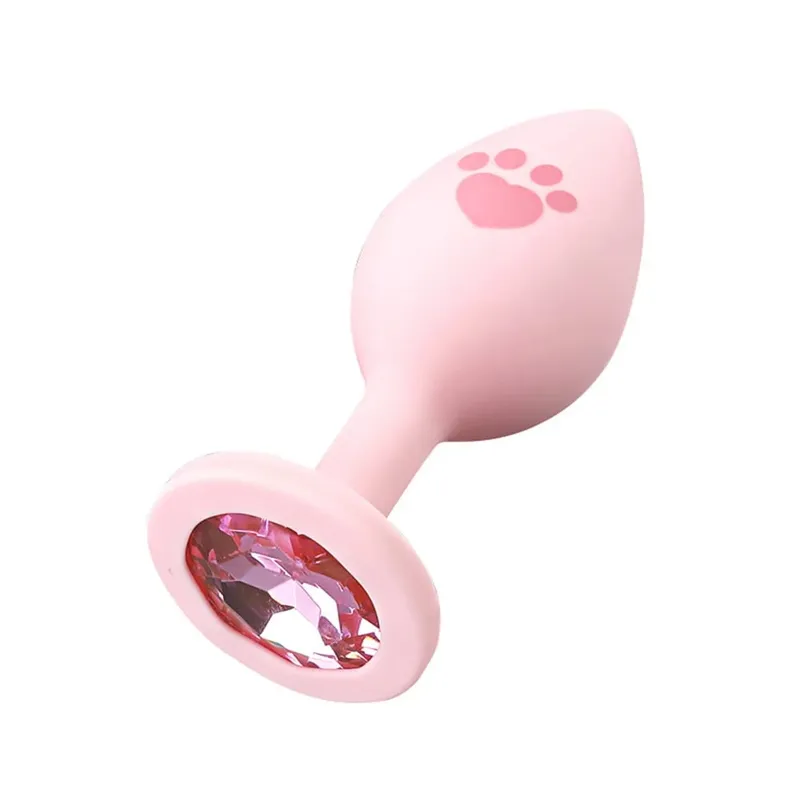 Soft Silicone Anal Plug Cat Paw Pattern 3 Sizes Butt Plug for Woman Men Gay Beginner Crystal Base Sex Toys For Adult Anal Dildo
