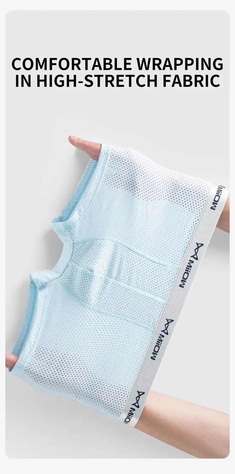 MiiOW 3Pcs Ice Silk Men's Underwear Boxers Breathable Mesh Mens Underpants 7A Antibacterial Cotton Crotch Man Panties Boxers