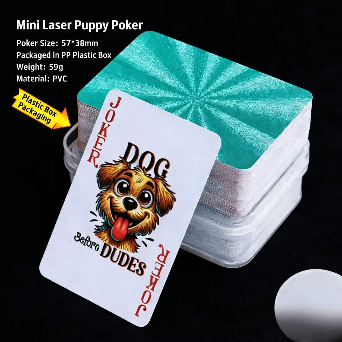 Waterproof PVC Cards Mini Poker Set Gold Foil Playing Cards Pet-Themed Poker Black Luxury Cards Men's Gift Idea Party Game